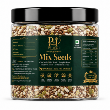 Mix Seeds Chia, Flax, Pumpkin, Sunflower, Watermelon Seeds Healthy Superfood Mix Protein Rich