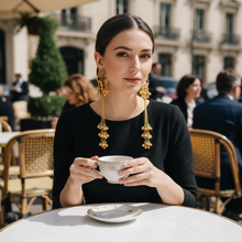Antique Gold Floral Red Meenakari Long Tassel Earrings with Ghungroo Drops