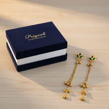 Antique Gold Floral Meenakari Long Tassel Earrings with Ghungroo Drops