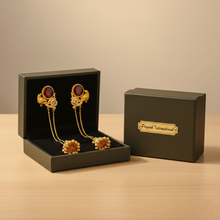 Antique Gold Peacock Design Red Stone Long Jhumka Tassel Earrings with Ghungroo Beads – Traditional Ethnic Wedding Jewelry