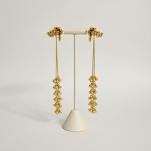 Antique Gold Multicolor Meenakari Long Tassel Earrings with Pearl Border and Ghungroo Drops