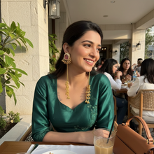 Pink Stone Kashmiri Long Tassel Earrings | Antique Gold Finish Traditional Ethnic Earrings for Women