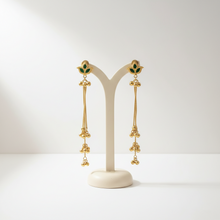 Antique Gold Floral Meenakari Long Tassel Earrings with Ghungroo Drops