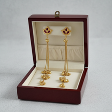 Antique Gold Floral Meenakari Long Tassel Earrings with Ghungroo Drops