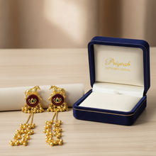 Royal Kashmiri Horse Motif Long Tassel Jhumka Earrings with Ruby Enamel