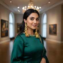 Royal Kashmiri Peacock Motif Long Layered Jhumka Earrings with Ghungroo Detailing in Antique Gold