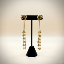 Traditional Kashmiri Long Tassel Earrings with Multicolor Enamel and Golden Beads