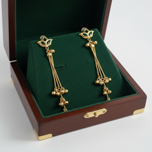 Antique Gold Floral Meenakari Long Tassel Earrings with Ghungroo Drops