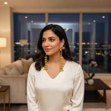 Antique Gold Multicolor Meenakari Long Tassel Earrings with Pearl Border and Ghungroo Drops